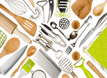 Viele verschiedene Küchenutensilien