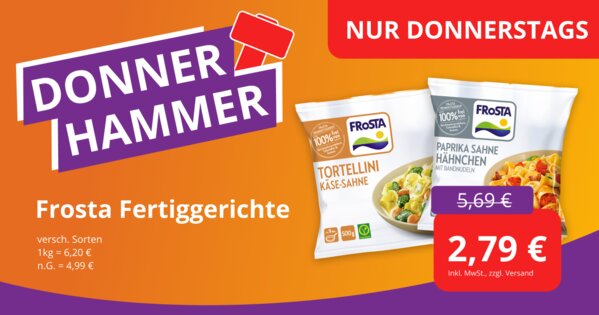 Donner-Hammer Angebot: Frosta Fertiggerichte für 2,79 EUR